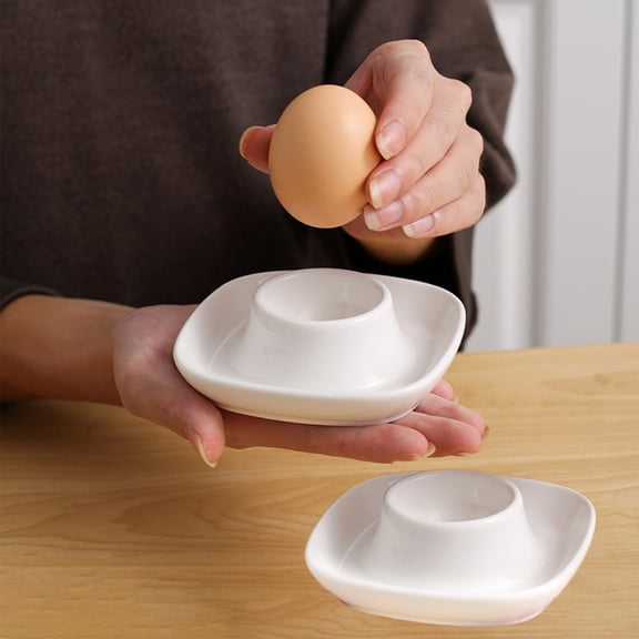 White Ceramic Rectangle Egg Tray, Easy to Clean, for Kitchen and Restaurant Soft-Boiled Breakfast and Party Meals