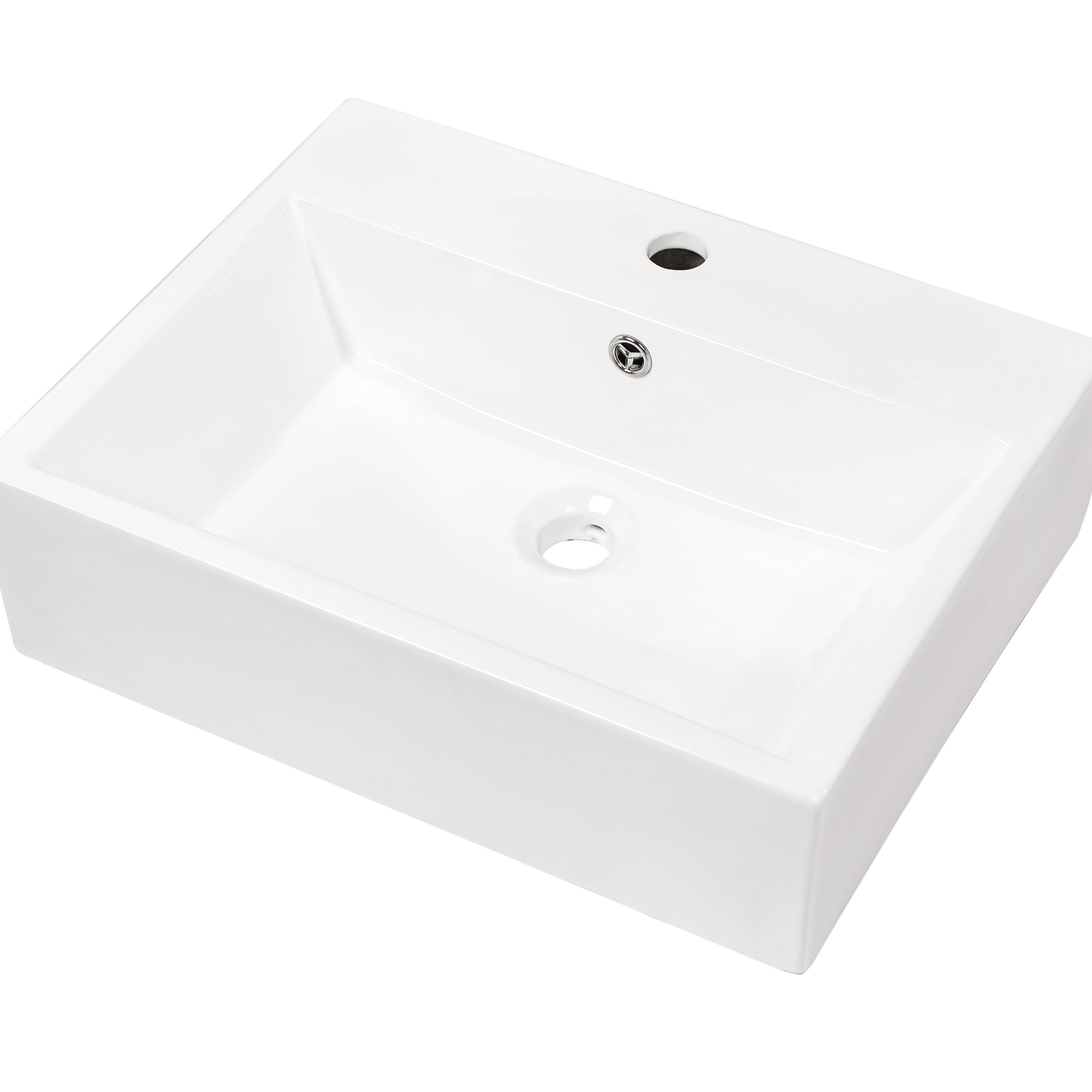 White Ceramic Rectangular Bathroom Sink 21
