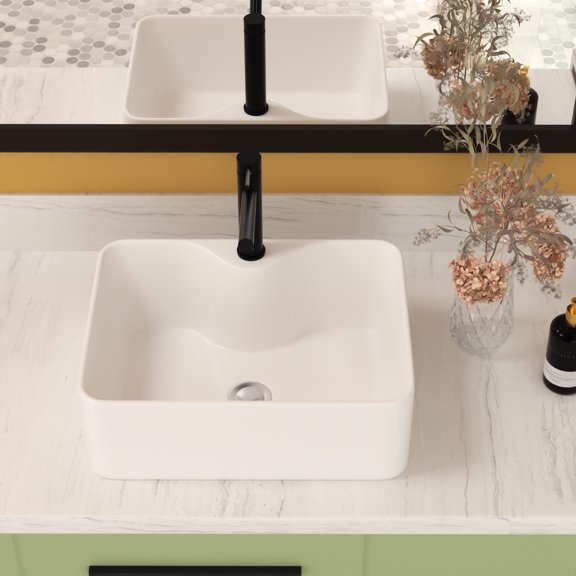 White Ceramic Rectangular Bathroom Sink | Suitable for Multiple Environments, Acid-Resistant