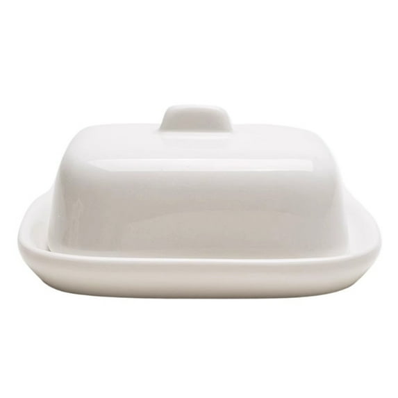 White Ceramic Reinforced Porcelain Square Shaped European Pure White Ribbon Covered Porcelain Butter Plate Butter Dish Western Hotel Tableware