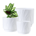 thumbnail image 1 of White Ceramic Ribbed Flower Pots (3 Count), 1 of 7