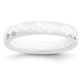 thumbnail image 1 of White Ceramic Ring Band Wedding Standard Faceted 4mm Polished, 1 of 6