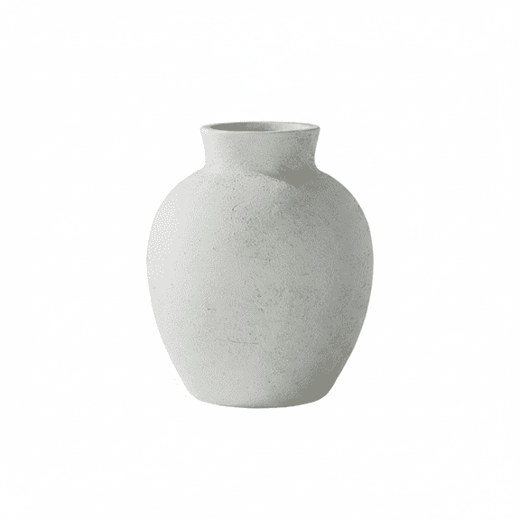 White Ceramic Rustic Vase, 6.1 Handmade Farmhouse Decorative Vase for Flowers, Shelf, Table & Home Decor NOVATRAX