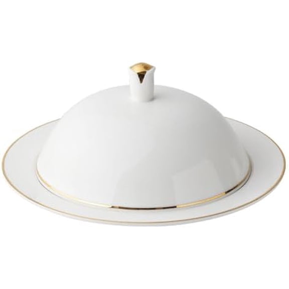 White Ceramic Serving Platter with Lid, 8 Inch Round Ceramic Dish with Lid, Porcelain Dinner Plate for Steak, Dessert, Appetizer, Sushi, Food Storage$$Home Decor, Kitchen, & Other