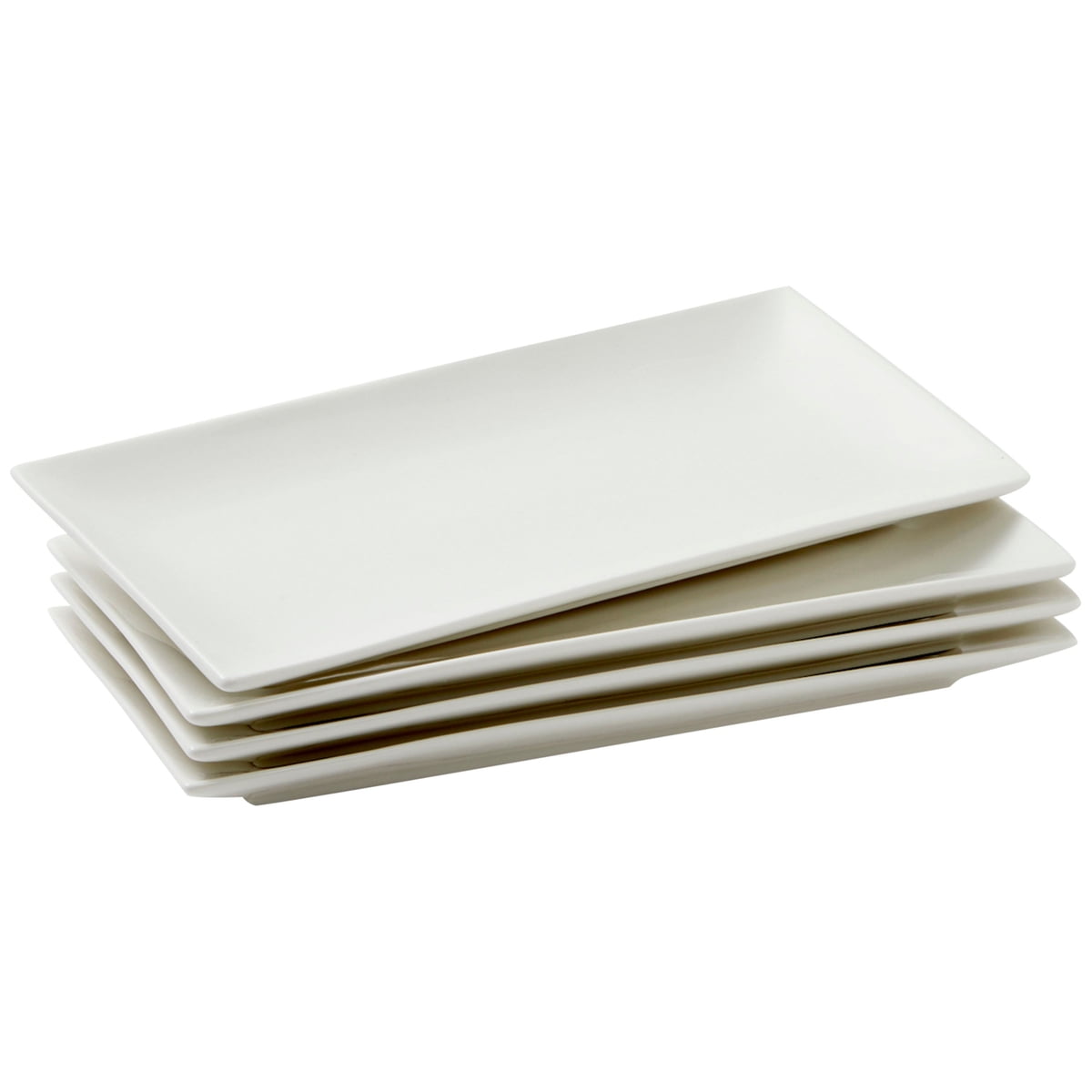 White Ceramic Serving Platter Trays, Set of 4 Rectangular Appetizer