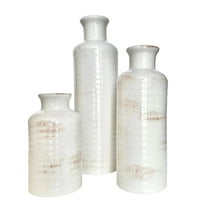 White Ceramic Small Flower Vase Set for Kitchen Bathroom Decor.