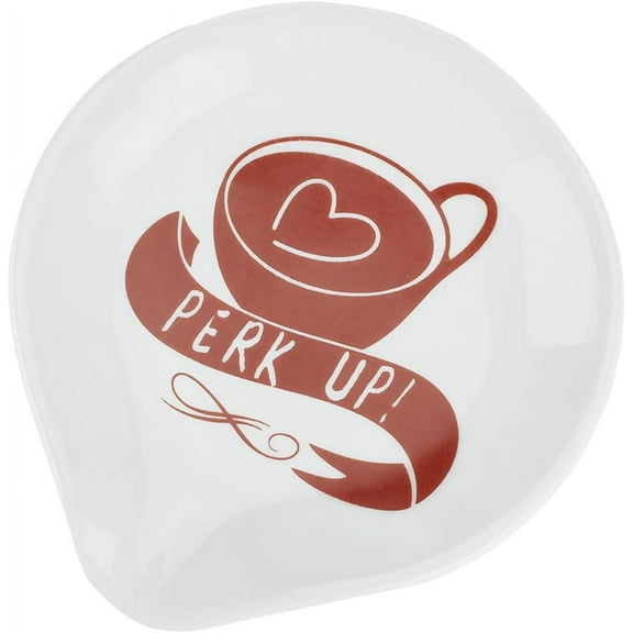 White Ceramic Spoon Rests Perk Up Coffee Tea Fork Rest Holder Heat-Resistant Kitchenware Cooking Gadget Utensil Rest for Kitchen Countertop Stove Top Coffee Bar Station Housewarming Gift 1pc