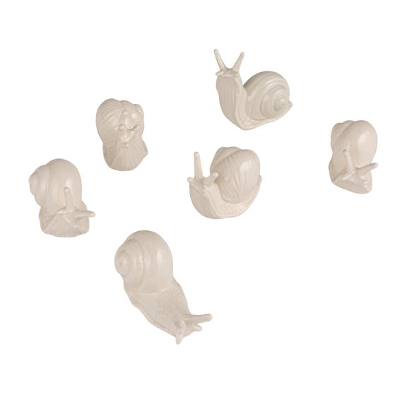 Creative Co-Op 6-Piece Stoneware Snails Accent Decor, White