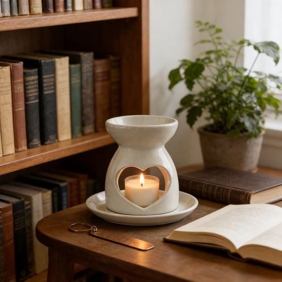White Ceramic Tea Light Wax Warmer, Small Aroma Burner for Wax Melts and Fragrance Oil, Style D