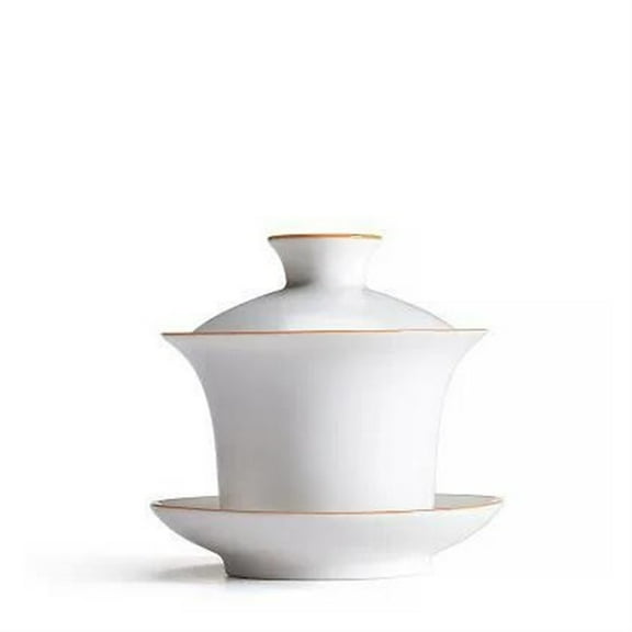 White Ceramic Teapot Gaiwan Tea Cup Porcelain Chinese Kung Fu Tea Set