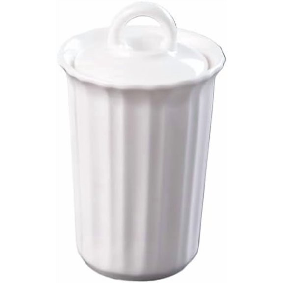 White Ceramic Toothpick Holder With Airtight Lid, Decorative Dispenser for Kitchen, Dining Table & Home Organization