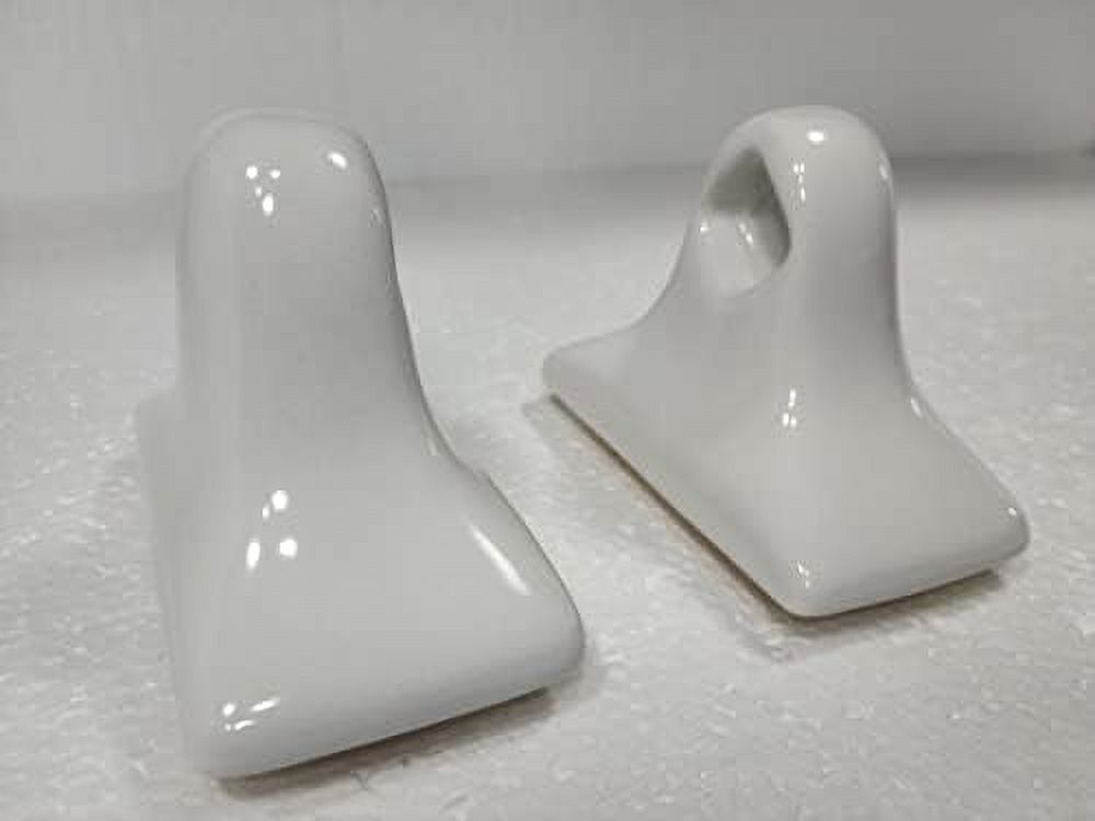 White Ceramic Towel Bar Rod Rack Post Holder Brackets Tile Set Century Modern