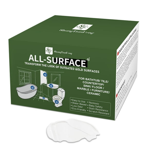 White Ceramic Tub & Tile Refinishing Kit 32 Oz - Covers 50-60 sq.ft, Waterproof Low Odor for Bathtub, Bathroom Wall & Countertop Sink