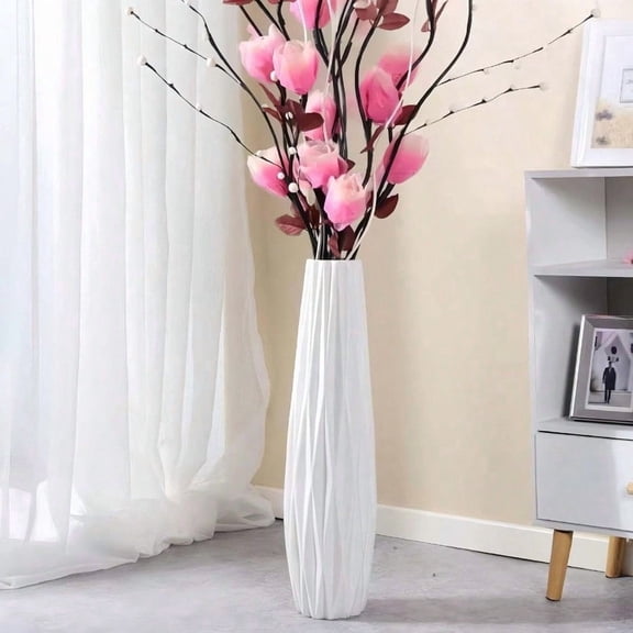 White Ceramic Vase 17.7 Tall Floor Vase Large Flower Vase Decorative Vases for Modern Home Decor Living Room Office Bedroom Table Centerpieces Shelf Kitchen Wedding Farmhouse Decor