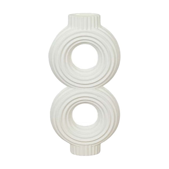 White Ceramic Vase Decor, Stripes Modern Decorative Vase,Gift for Birthdays and Special Occasions-A