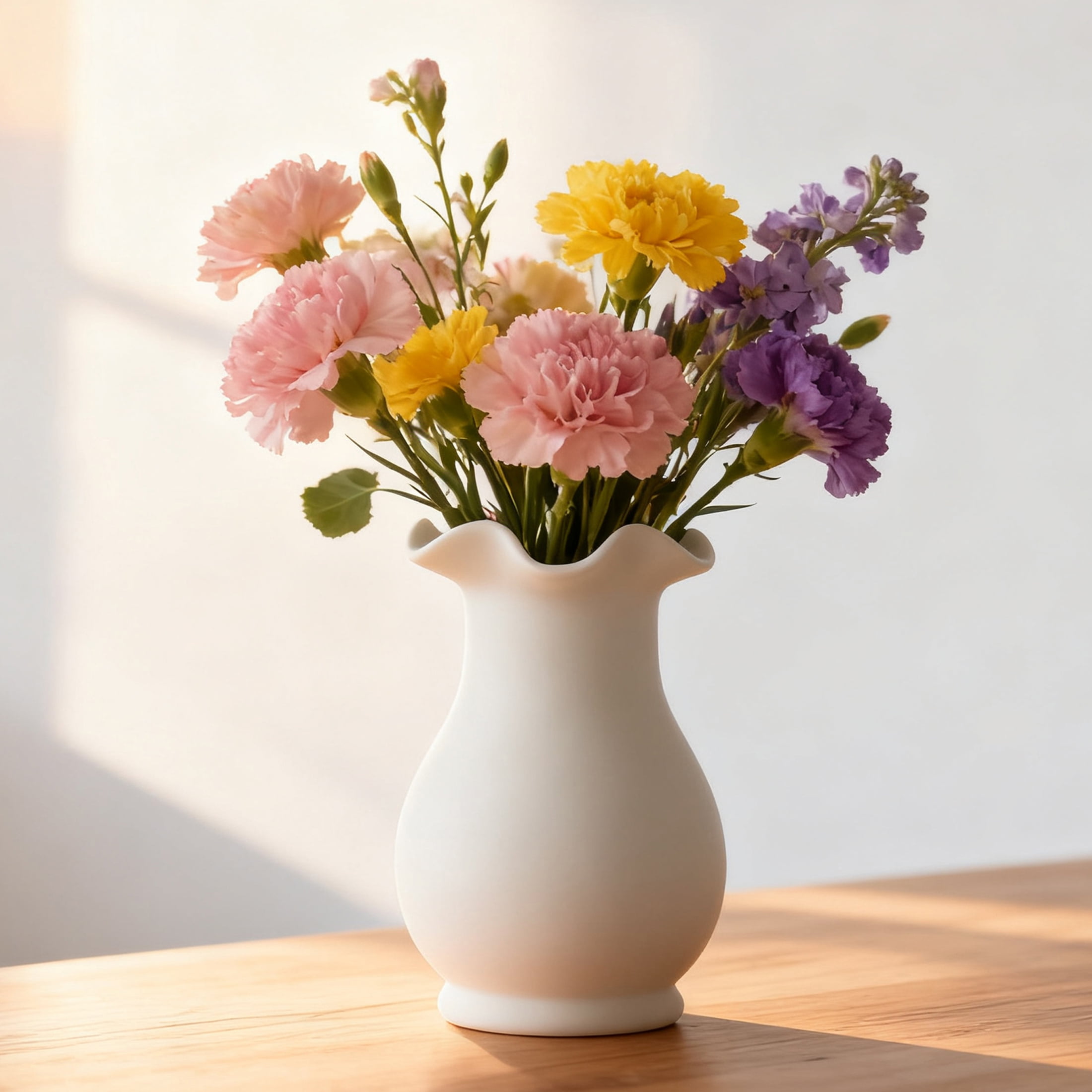 GARITIN White Ceramic Vase for House Table Decor Small Vase for Flowers Home Tabletop Decoration Decorative Vases for Bouquet
