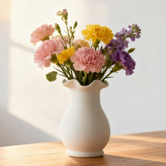 GARITIN White Ceramic Vase for House Table Decor Small Vase for Flowers Home Tabletop Decoration Decorative Vases for Bouquet