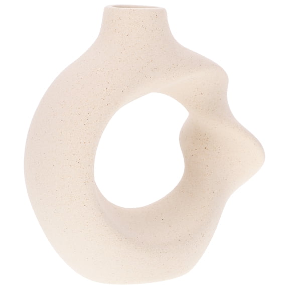 White Ceramic Vase Home Decor Boho Rustic Artistic Dried Flower Holder Flowerpot Household Ceramics