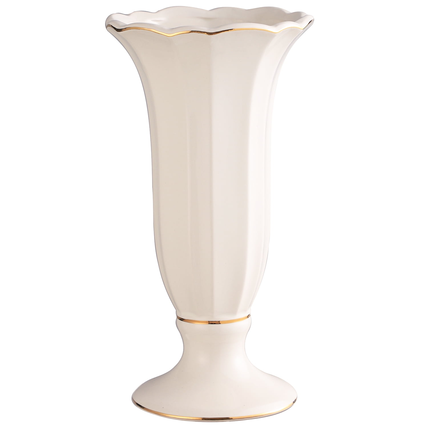 White Ceramic Vase for Home Decor, Decorative Vase, Modern Farmhouse Vase, Boho Vase for Pampas Grass, Flower Vase for Centerpiece, Living Room, Bedroom, Dining Table, Office, Shelf, 9"