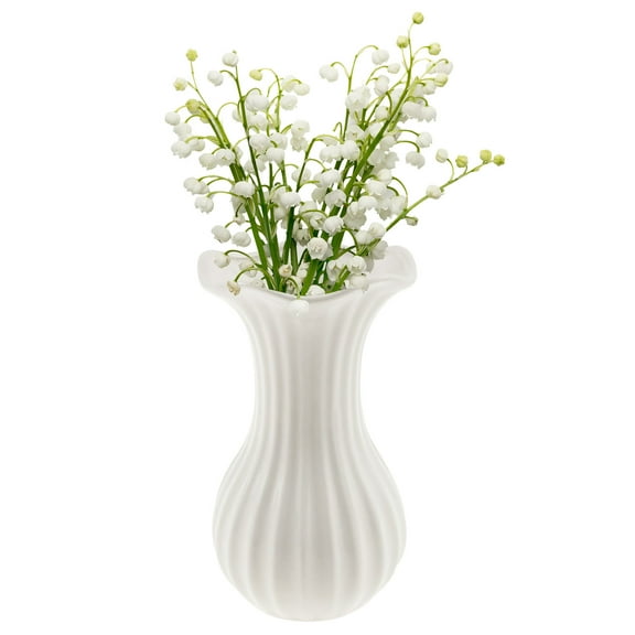 White Ceramic Vase Large Opening Glazed Scratch Resistant Thickened Stable Flower Vase for Home Office Kitchen Decor