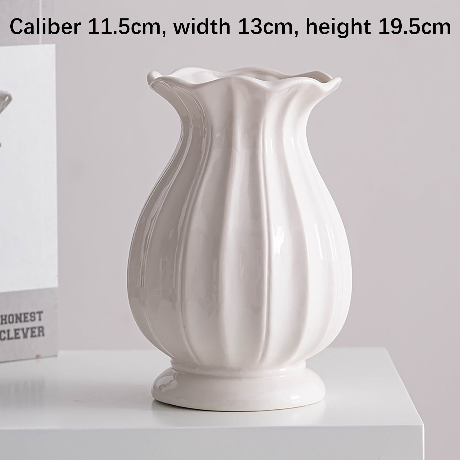View of White Ceramic Vase, Modern Decorative Vase, Home Decor Accents for ...