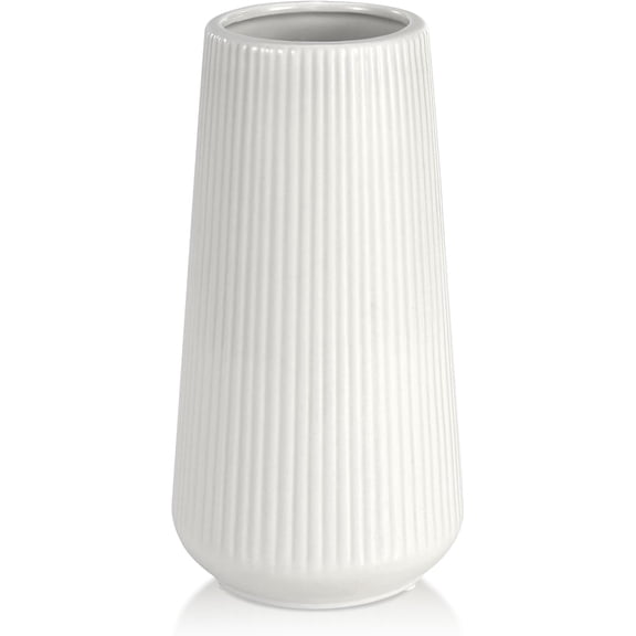 White Ceramic Vase, Small Cute Flower Vase for Pampas Grass, Home, Living Room, Dining Table, Farmhouse, Office Decor, Bedroom, Table, and Kitchen Shelf (White)