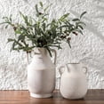 thumbnail image 1 of White Ceramic Vases Set of 2, Large Decorative Vase for Flowers, Farmhouse Terracotta Vases for Home Decor, Rustic Vintage Vases for Living Room, Kitchen, Bedroom, Office, Coffee Table, 1 of 9