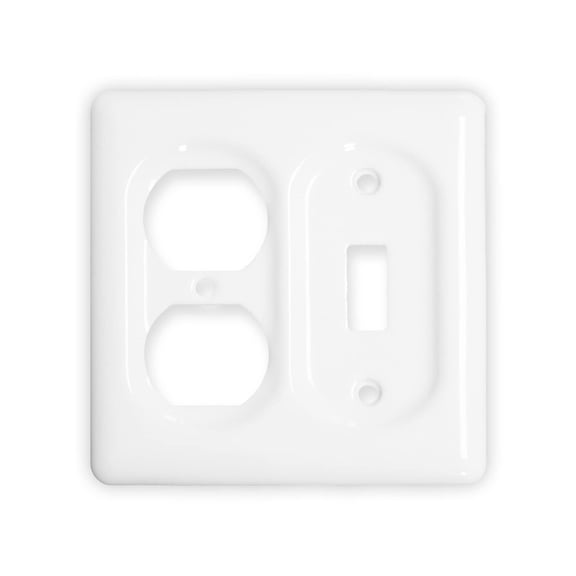 White Ceramic Wall Plate Cover, Multi Gang Switch and Outlet Cover Plate