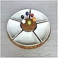 White Ceramics Fruit Tray Snack Dried Fruit Nut Dish Home Divided Plate Dessert Vegetarian Dish Salad Platter with Bamboo Tray