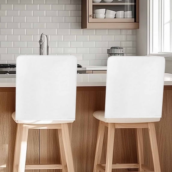 White Chair Back Cover for Dining Room Set of 4, Modern Minimalist Pure Soild Color Removable Kitchen Chair Slipcovers, Washable Seat Protector for Restaurant Party Banquet Wedding Décor