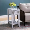 thumbnail image 1 of White Chairside Table With Two Cup Holders And Drawer Space Modern Holder Functions Extra, 1 of 2