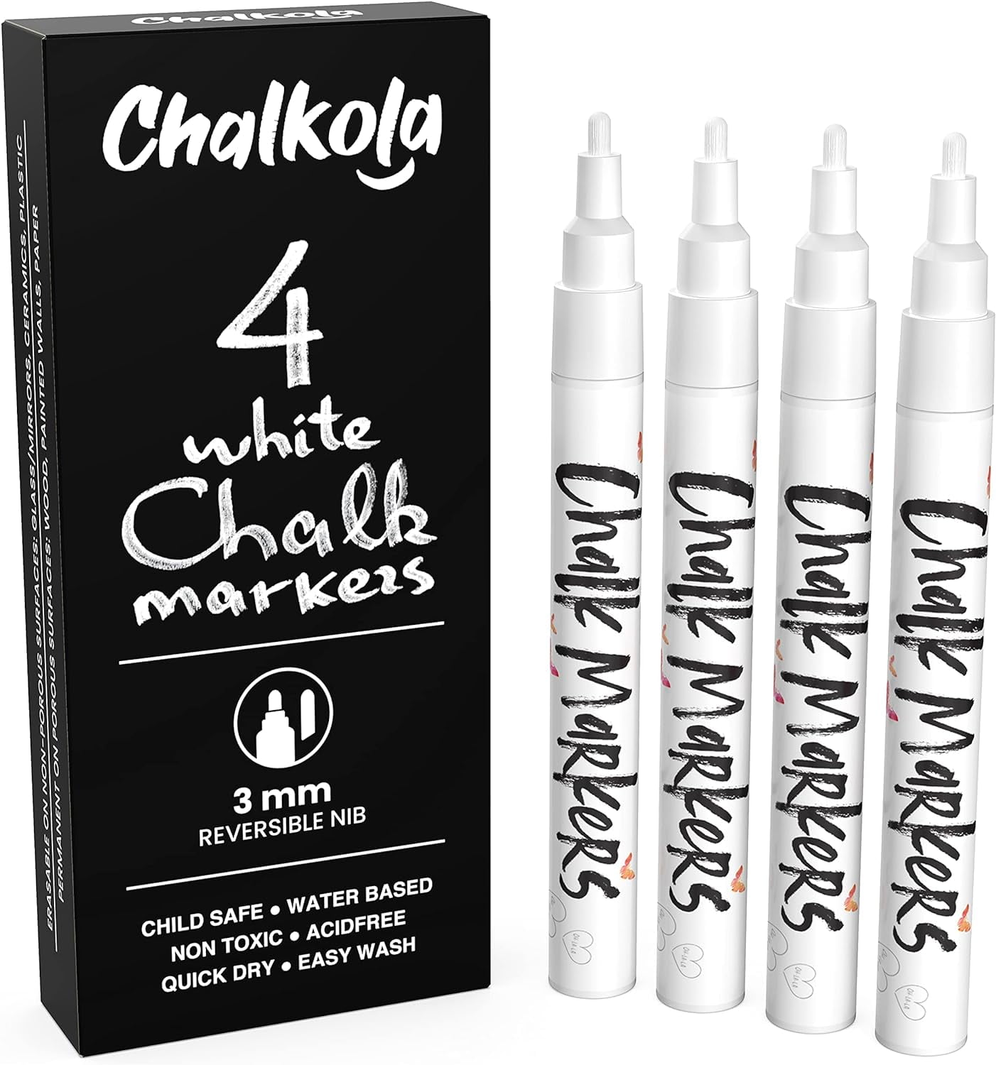 Liquid Chalk Markers For Chalkboard - Wet Erase Dustless Washable Paint  Pens With Bold and Fine Tip - Use On Window Glass Blackboard White Board  and