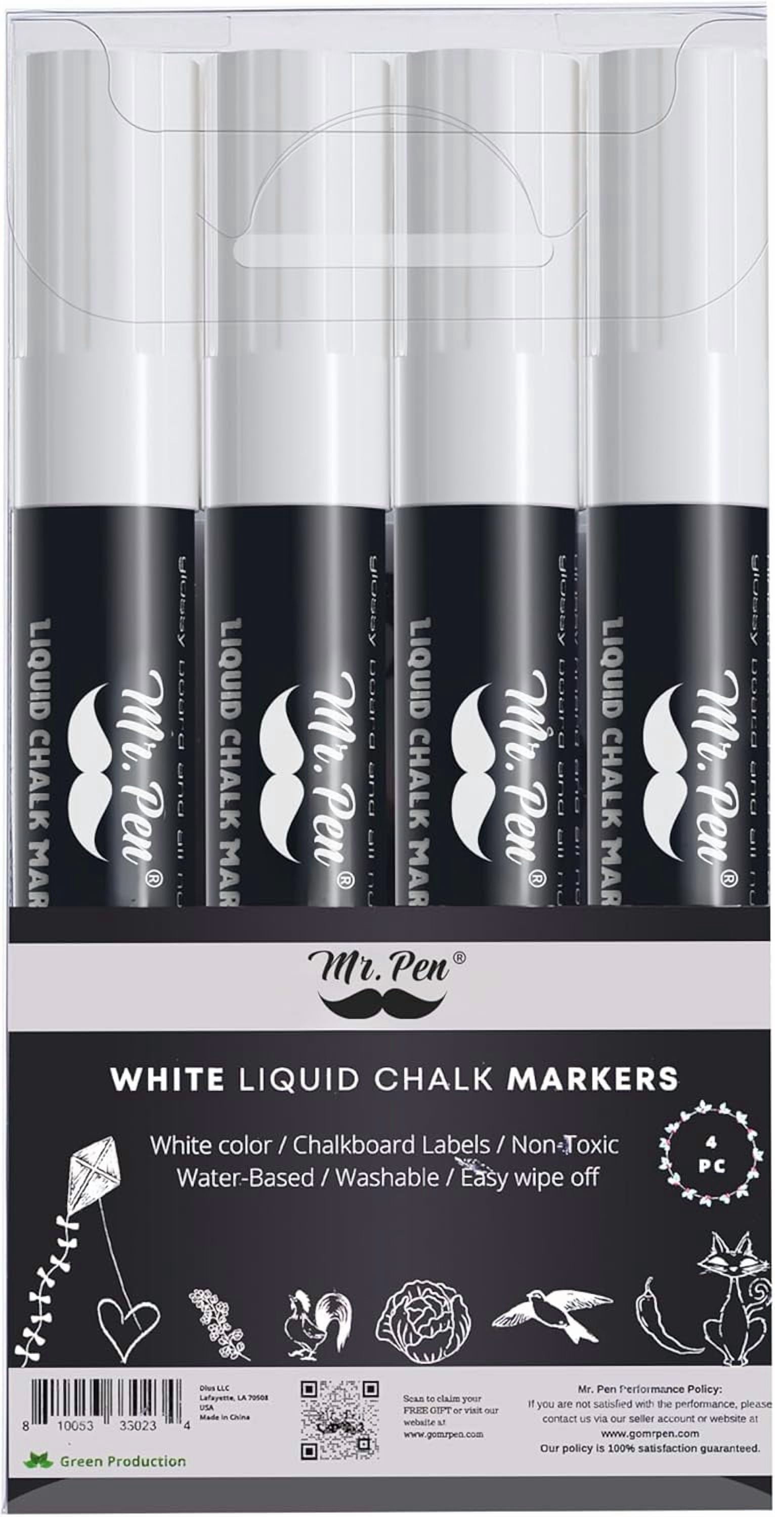 White Chalk Markers for Blackboard, 4 Pack, Dual Tip, 8 labels, White ...