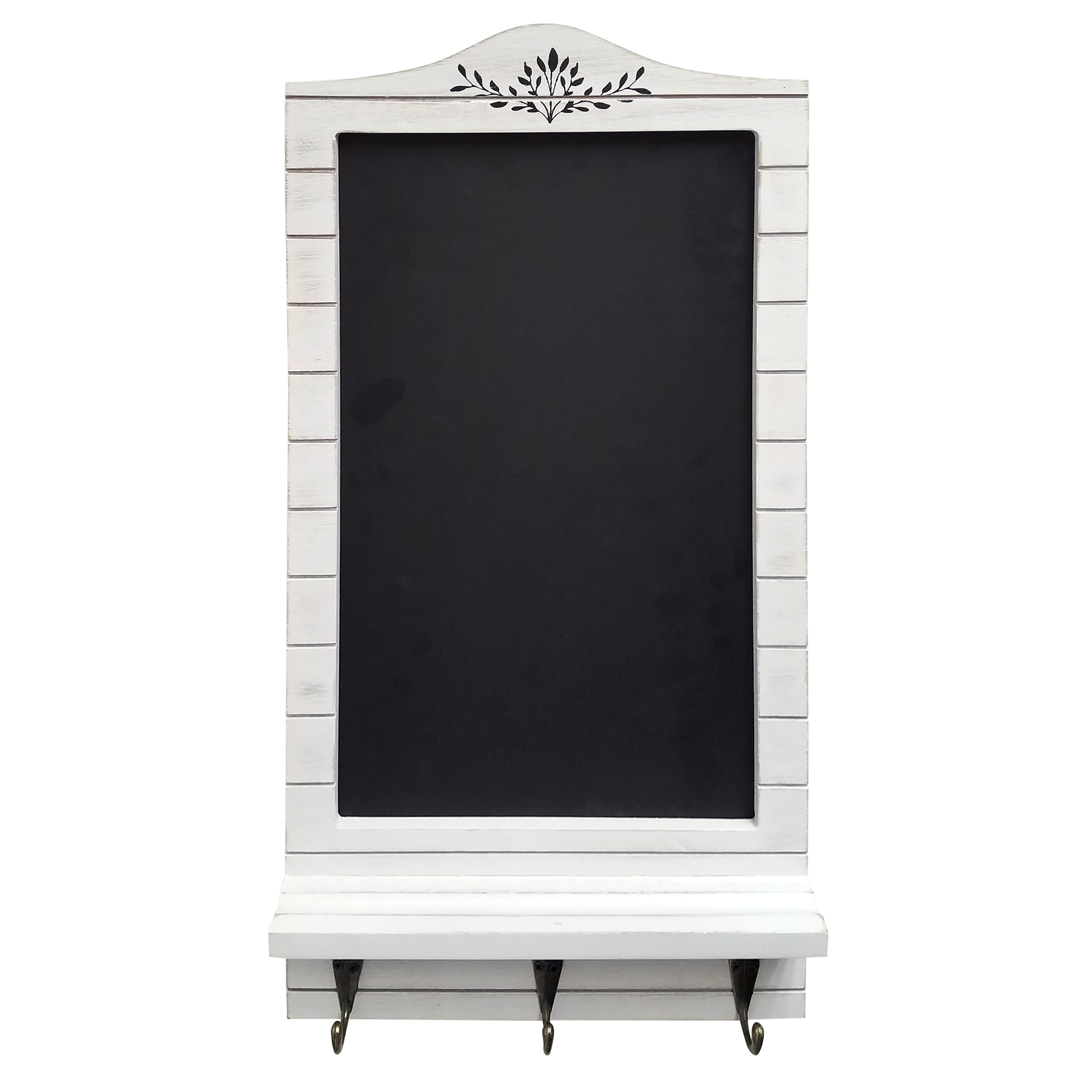 White Chalkboard with Ledge and Three Hooks, Distressed White - image 1 of 6