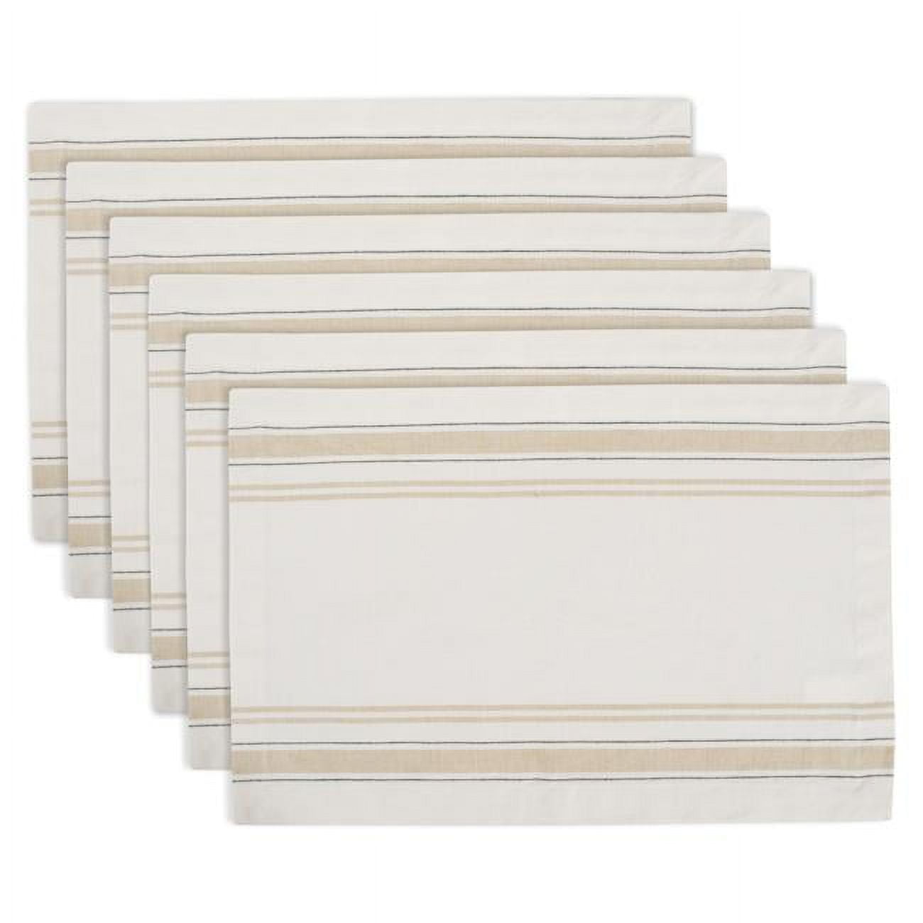 Cream and Ivory French Stripe Cotton Placemats Set of 6