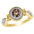 thumbnail image 1 of AFFY White & Champagne Natural Diamond Frame Fancy Engagement Ring in 14k Yellow Gold (1 Cttw), 1 of 1