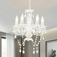 thumbnail image 1 of White Chandelier Plug in Chandelier Crystals Chandeliers 4-Light Small Bedroom Chandelier, 1 of 8