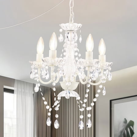 White Chandelier Plug in Chandelier Crystals Chandeliers 4-Light Small Bedroom Chandelier