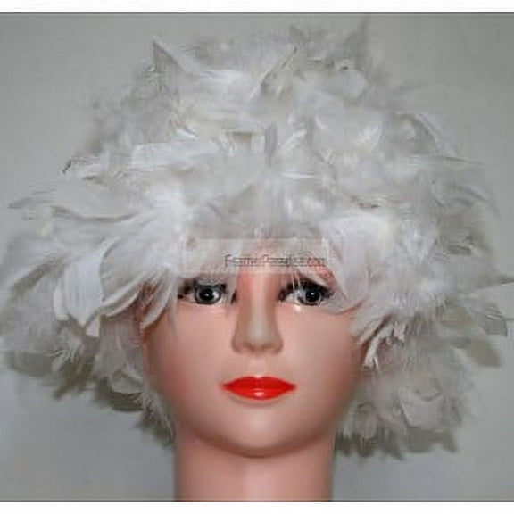 White Chandelle Feather Wig/Halloween Wig