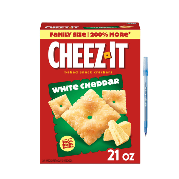 White Cheddar Cheese Crackers, Baked Snack Crackers, Family Size, 21 oz