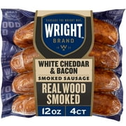 Wright Brand Real Wood Smoked White Cheddar & Bacon Smoked Sausage, 12 oz, 4 Count