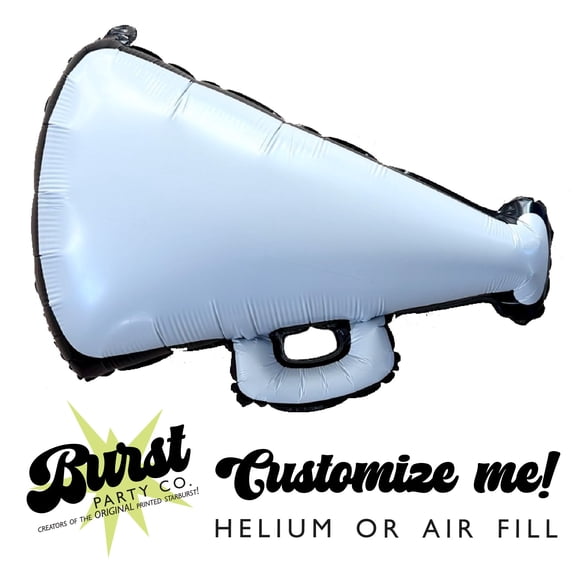 White Cheer Megaphone Balloon 27"