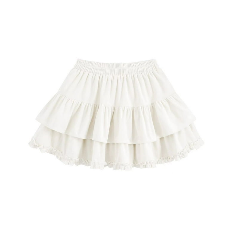 White Cheer Skirts for Girls Girls Ruffle Skirts, Mini Pleated