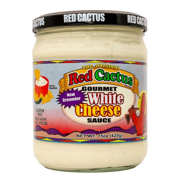 Red Cactus White Cheese Sauce, 15.5 oz Jar  Shelf-Stable Dip Made with Real Pepper Jack Cheese and Jalapeo Kick