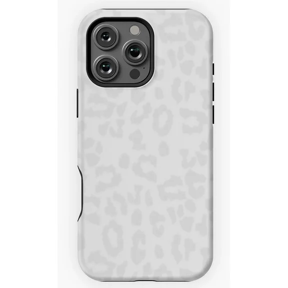 White Cheetah Snow Leopard Skin Print Protective Case for iPhone 11 12 13 14 15 16 17 Pro Max