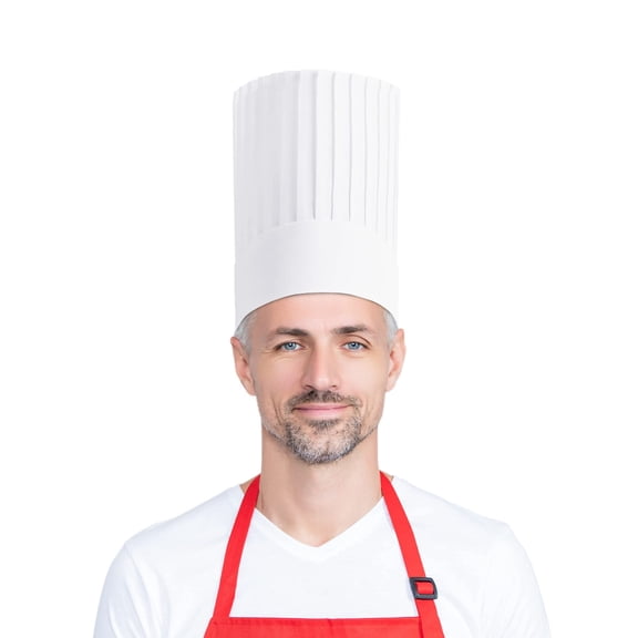 White Chef Hat 9". Pack of 24 Paper Chef Hats for Adults, Disposable Paper Chef Hat, Latex Free Chef Hats for Men, Safe Chef Hats for Women, Tall Chef Hat, Disposable Chef Hats for Adults