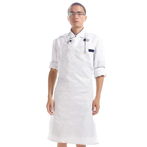 White Chef Serving Apron Grilling Barbecue Aprons Long Work