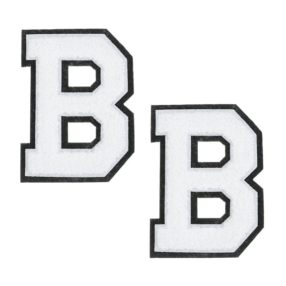 White Chenille Letter Patches, 4.5" Chenille Initial Embroidered Patches (B)