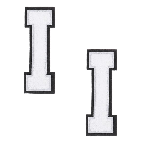 White Chenille Letter Patches, 4.5" Chenille Initial Embroidered Patches (I)
