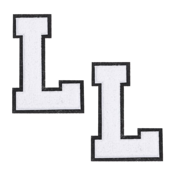 White Chenille Letter Patches, 4.5" Chenille Initial Embroidered Patches (L)